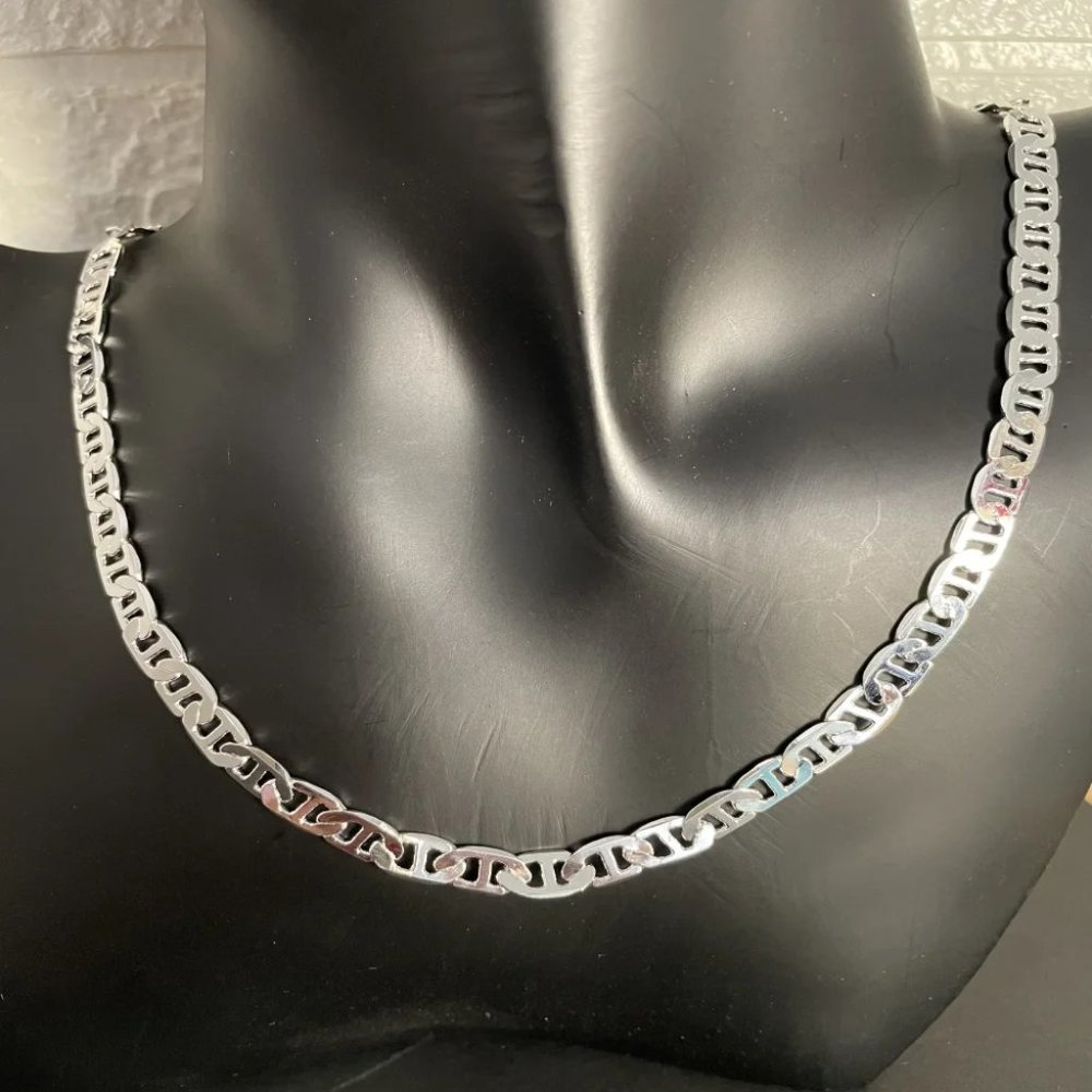 Awesome 20" Mariner Link Chain Stamped As 925 Solid Sterling Silver - Picture 4 of 6
